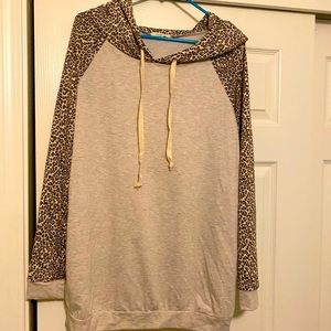 Leopard and cream hoodie